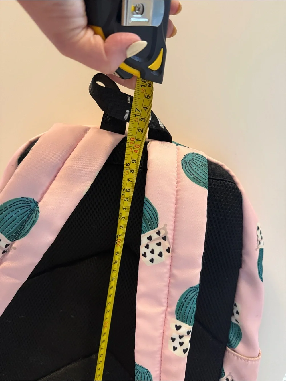 Pink Cactus Print Kids Backpack with Teal Accents
